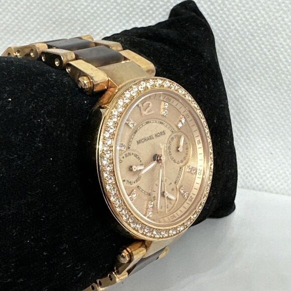Michael Kors MK5841 Women's Two Tone Analog Rose Dial Quartz Wrist Watch NUL64 - Picture 4 of 11